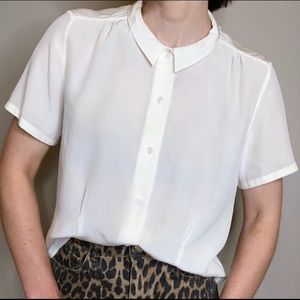 Equipment Ivory silk collared shirt s